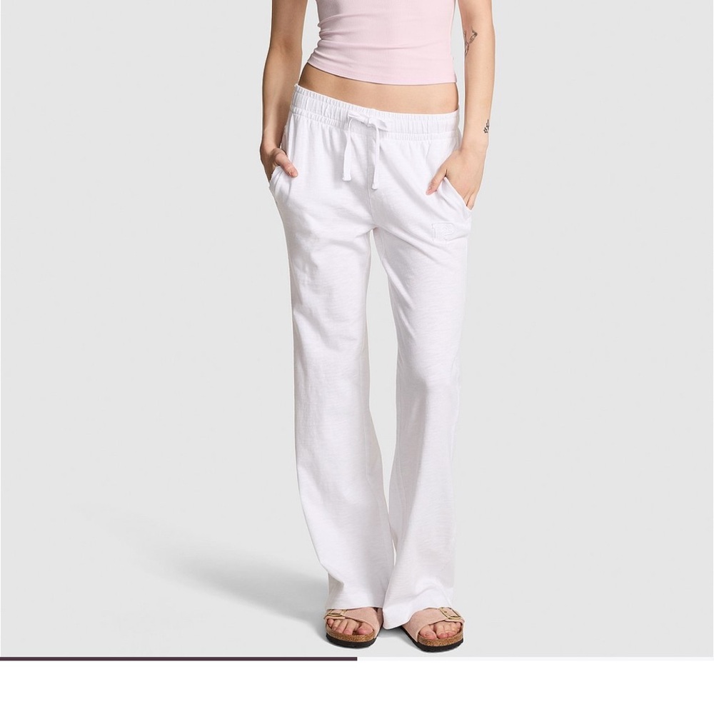 PINK Victoria's Secret White Flare Pants NWT